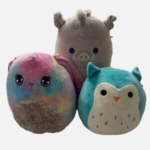 Lot Of 3 Squishmallow Winston the Owl Warren The Warthog Boar Scented Bunny